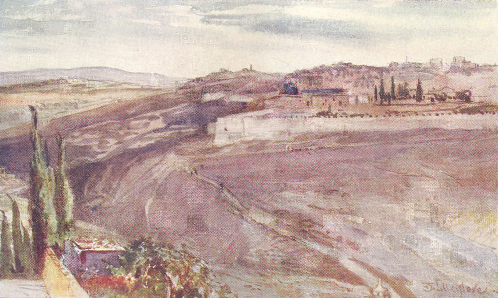 JERUSALEM. Traditional spot, Mount of Olives Christ wept, city 1902 old print